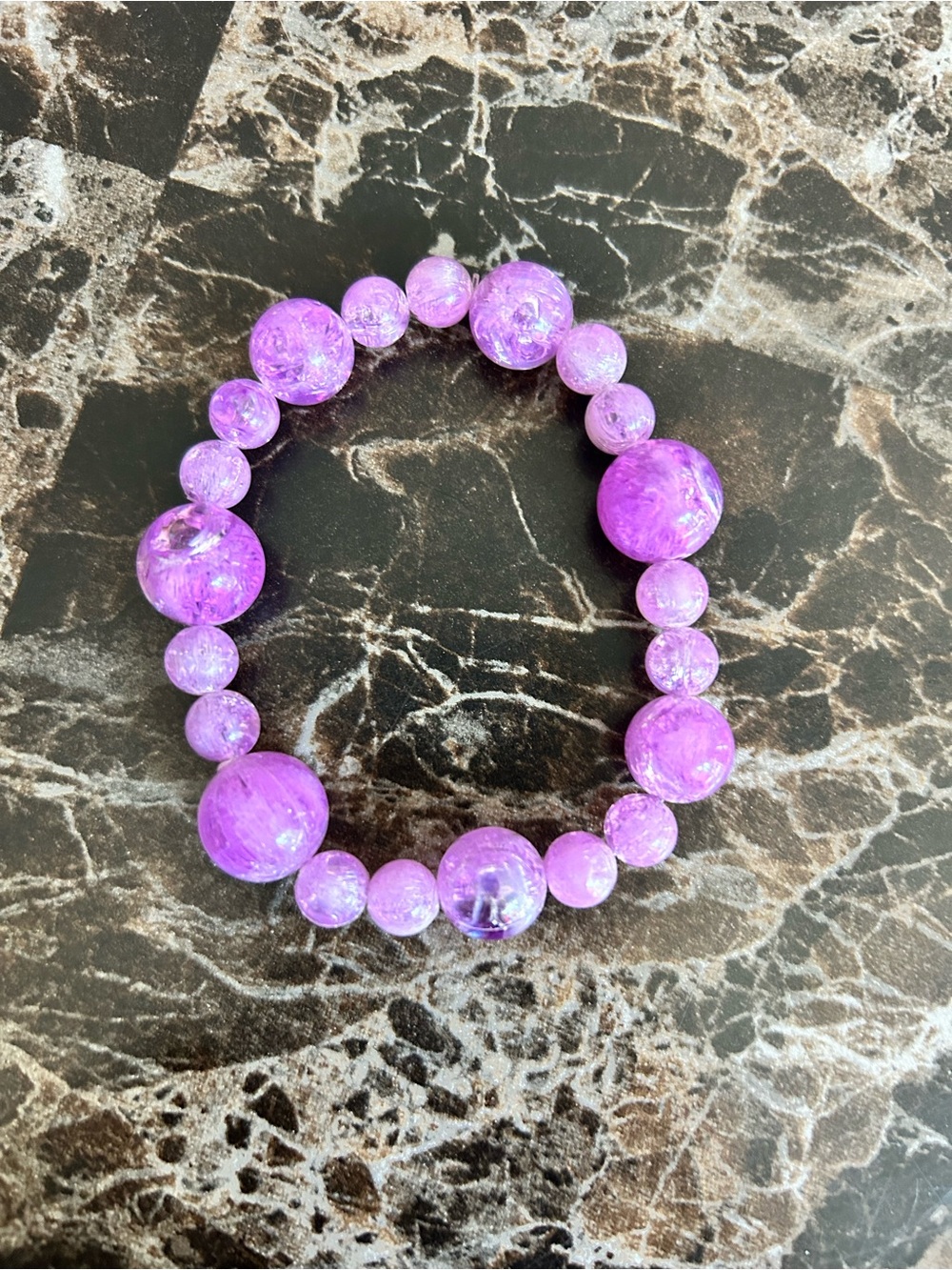 Handmade Purple Beaded Stretch Bracelet - Women Jewelry